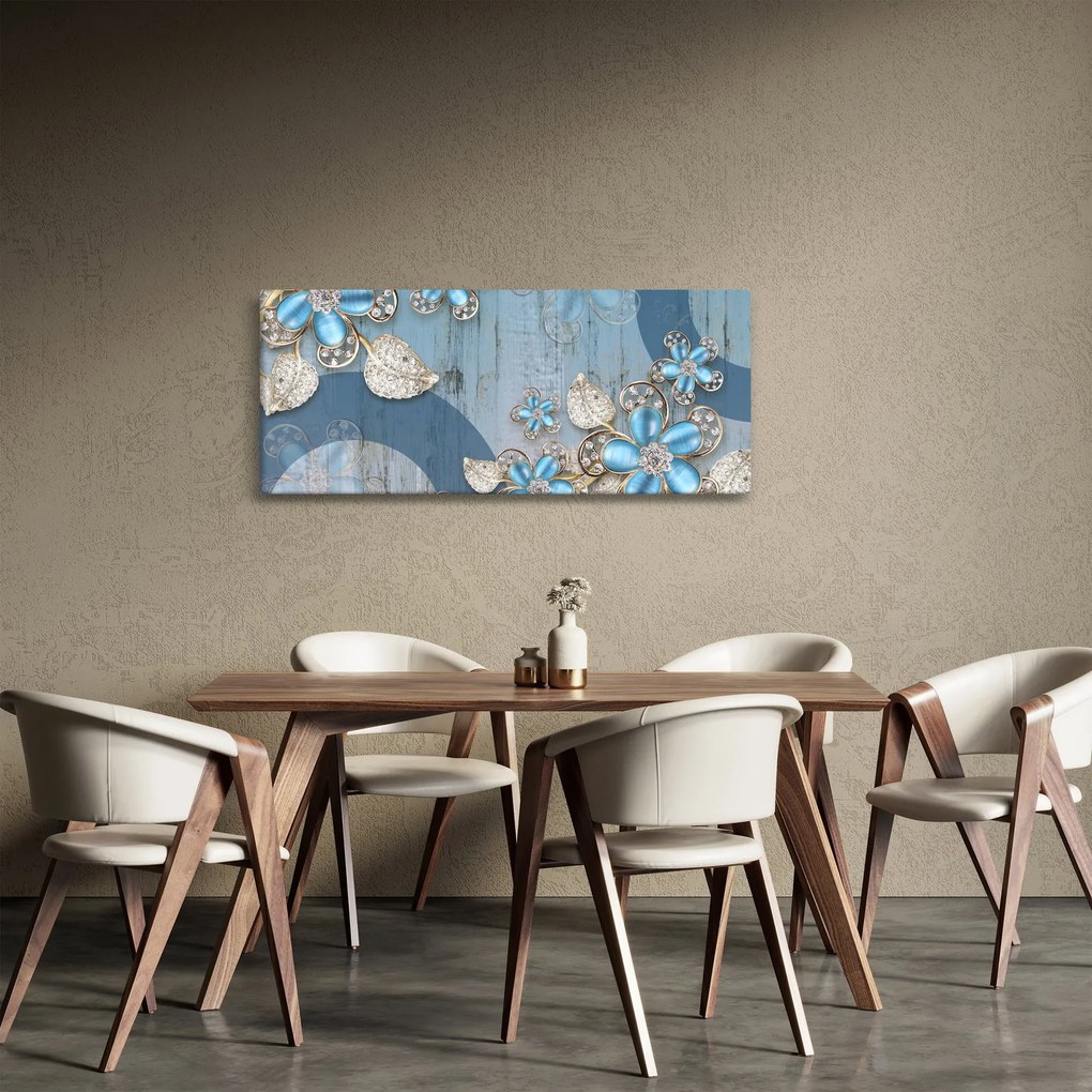 Kép - kék virágok (120x50 cm)