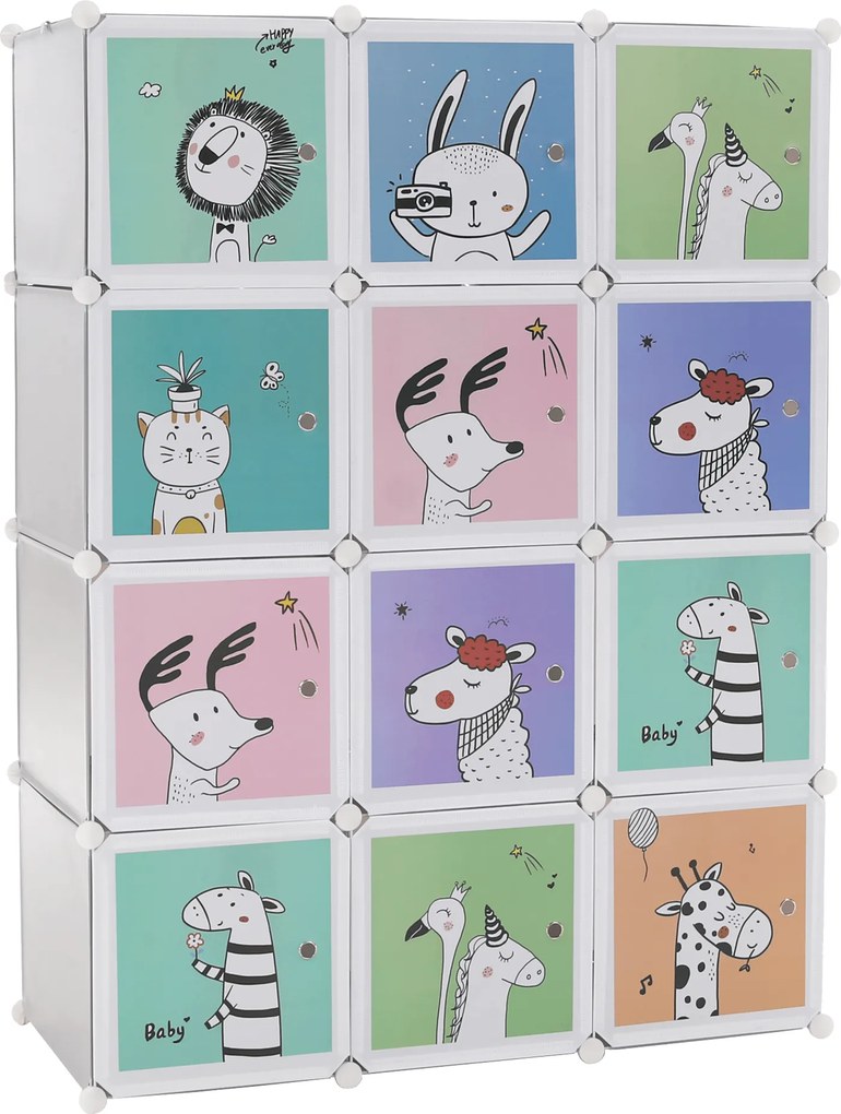 Gyerek moduláris szekrény, szürke/gyerek minta, HAKON