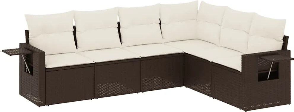 vidaXL 6 részes barna polyrattan kerti ülőgarnitúra párnával
