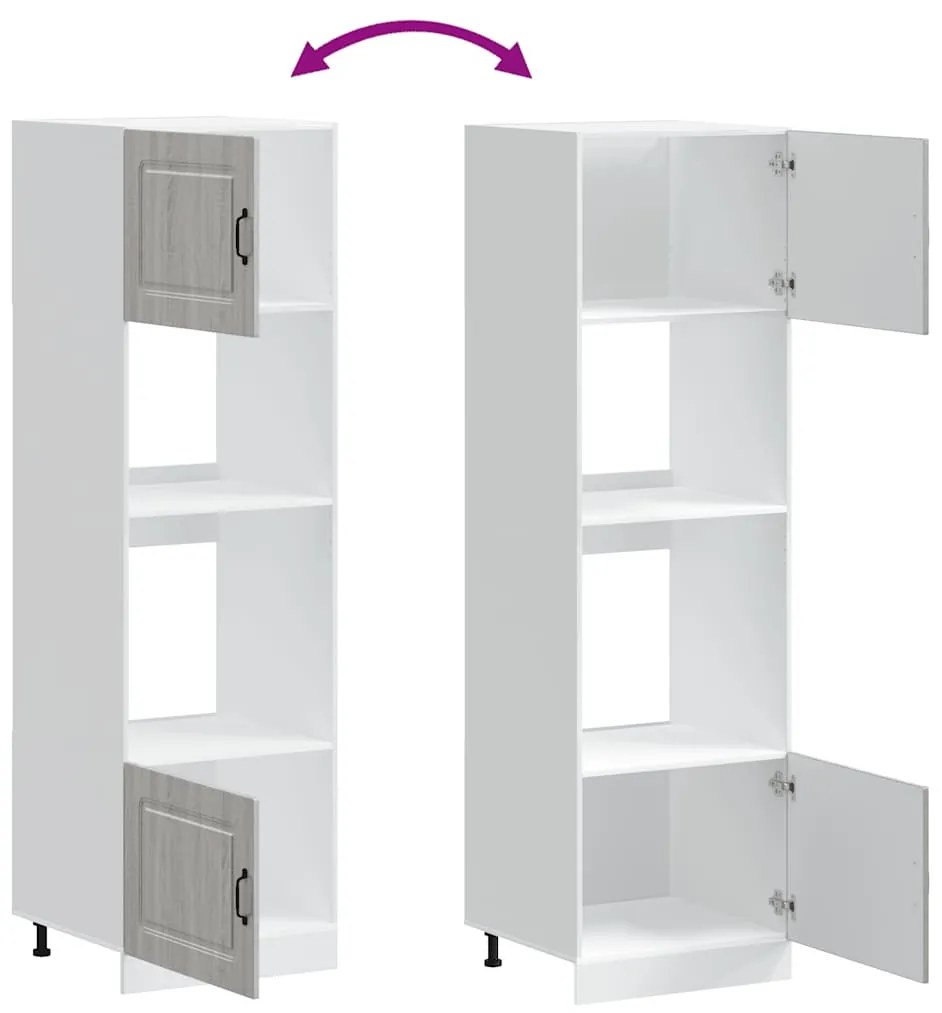 Kalmar 2 db szürke sonoma színű szerelt fa sütőszekrények