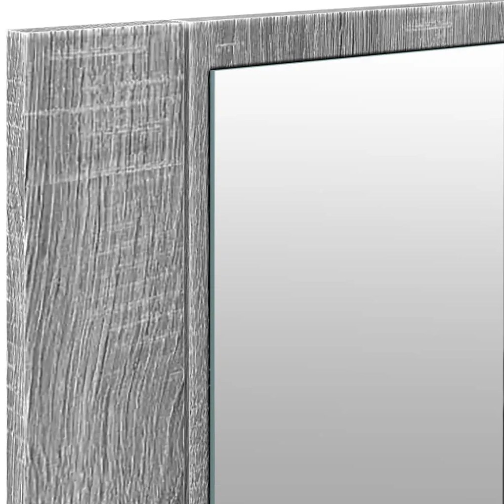 szürke sonoma LED-es tükrös fürdőszobaszekrény 100 x 12 x 45 cm