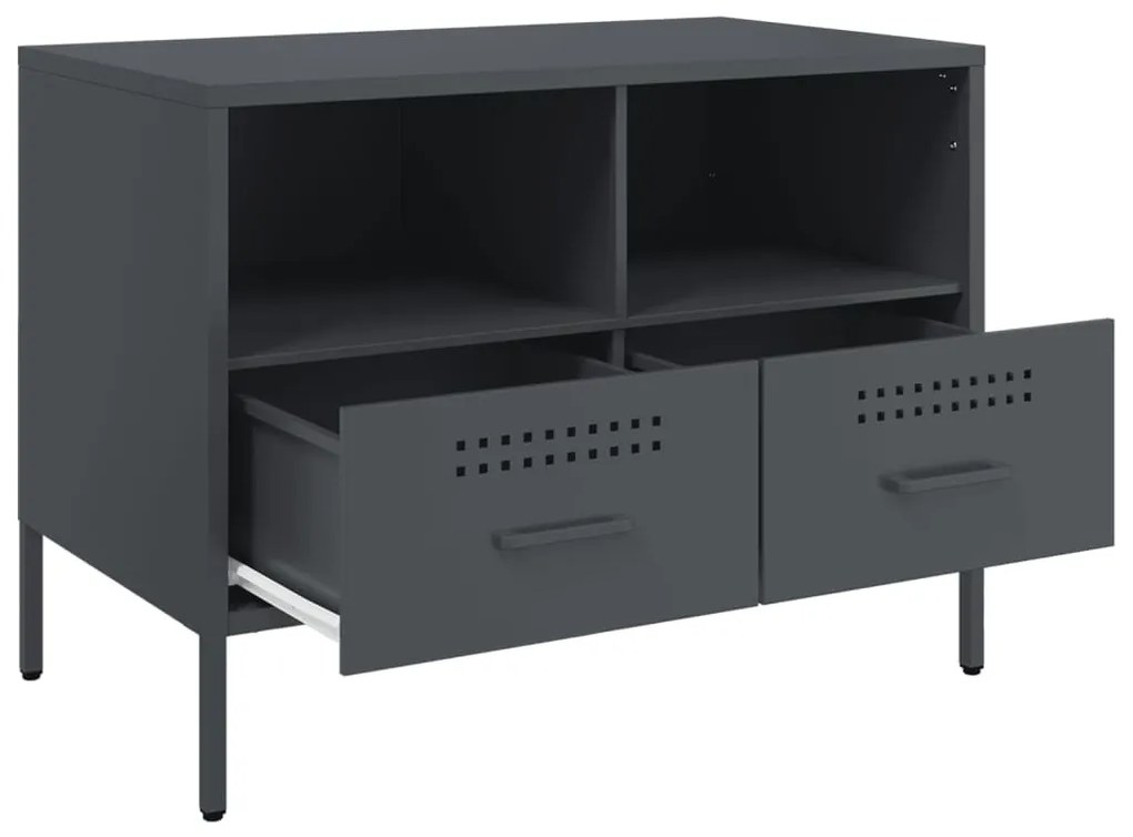 antracitszürke acél TV-szekrény 68 x 39 x 50,5 cm