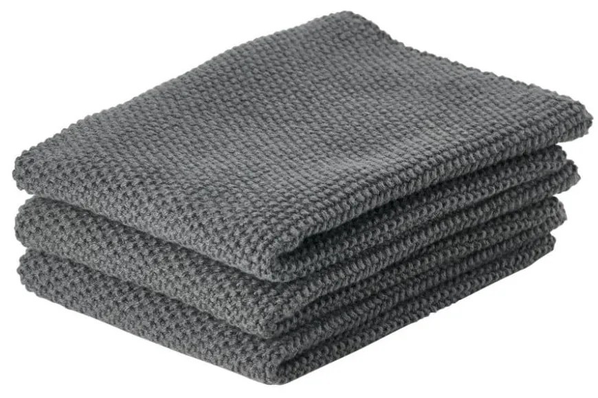 Garro 3 db antracitszürke pamut konyharuha, 27 x 27 cm - Zone