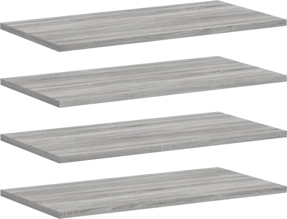 vidaXL 4 db szürke sonoma színű szerelt fa fali polc 60 x 30 x 1,5 cm