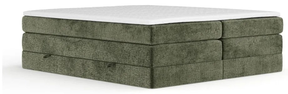 Sötétzöld ágyneműtartós boxspring ágy ágytámla nélkül 140x200 cm Juniper – Maison de Rêve