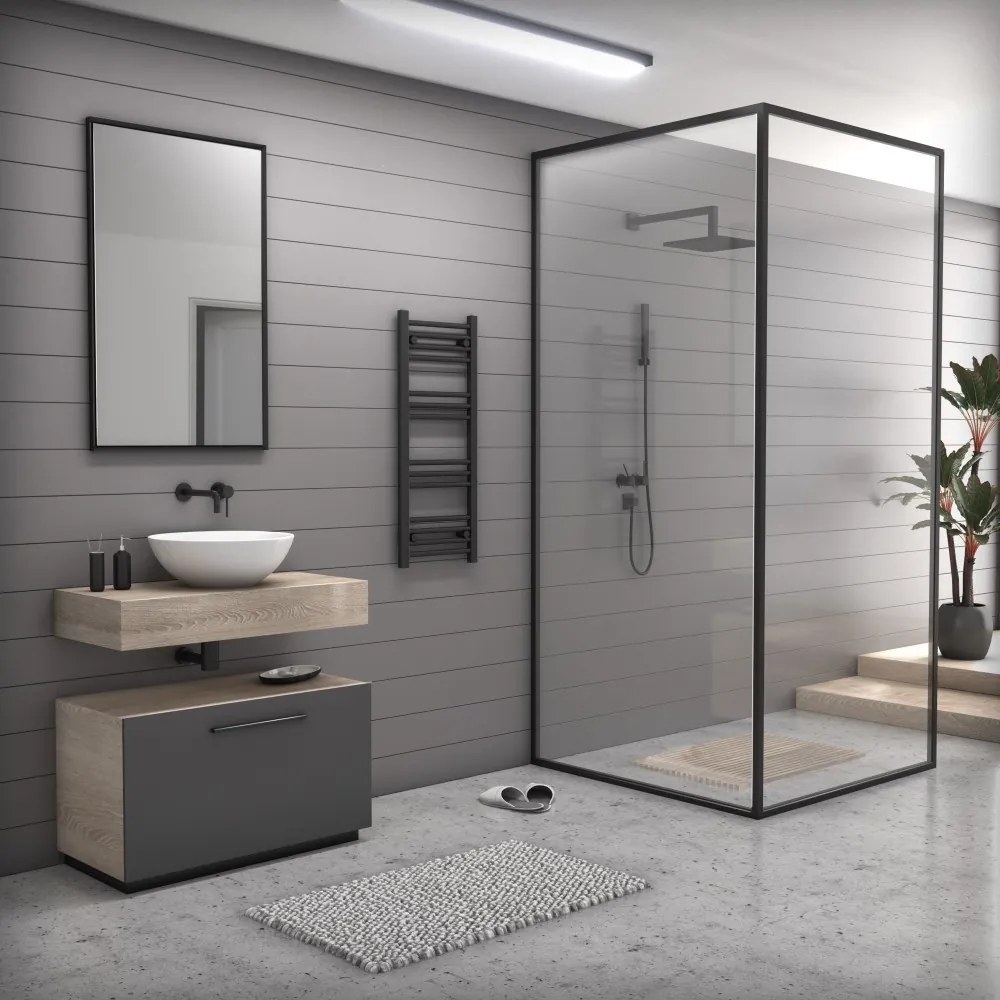 Fekete 400x1000mm törölközőszárítós fürdőszobai radiátor Welland Lux | Készletről | Gyors kiszállítással