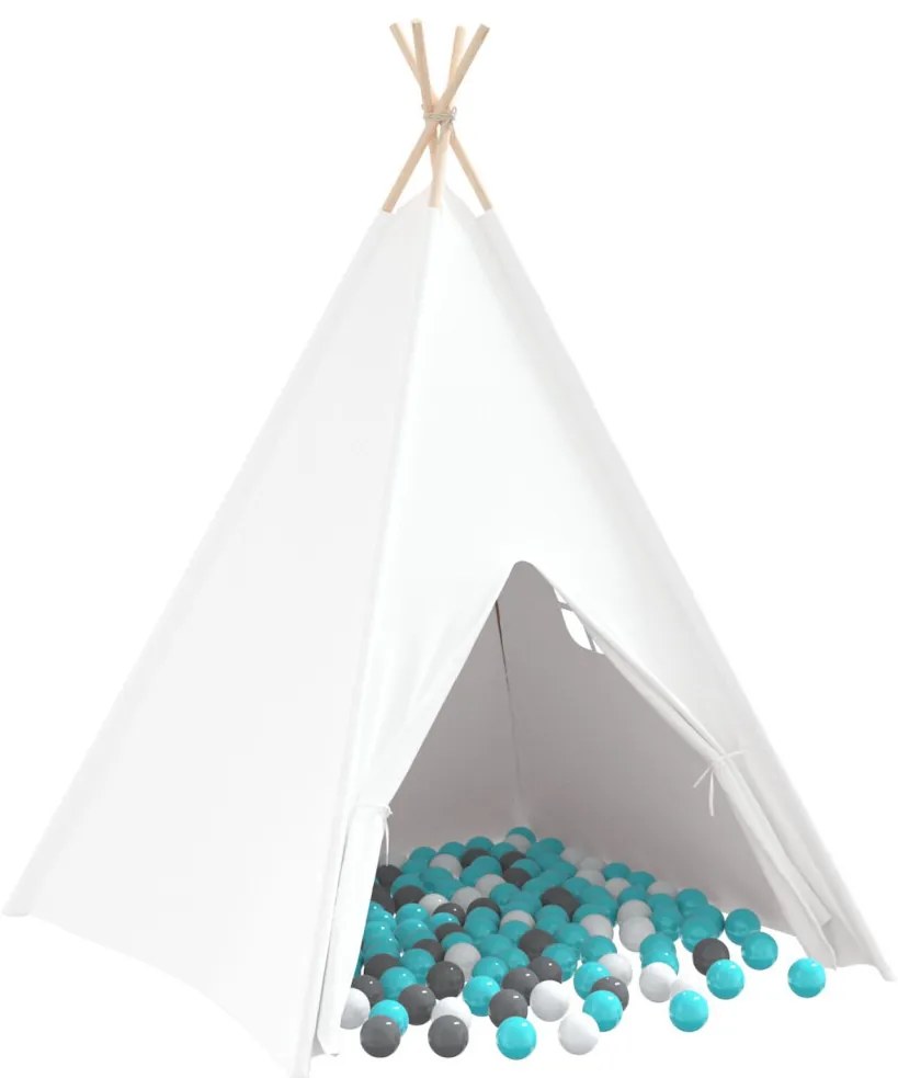 Gyerek Teepee sátor táskával őszibarack & puha labdák bőrszínű fehér