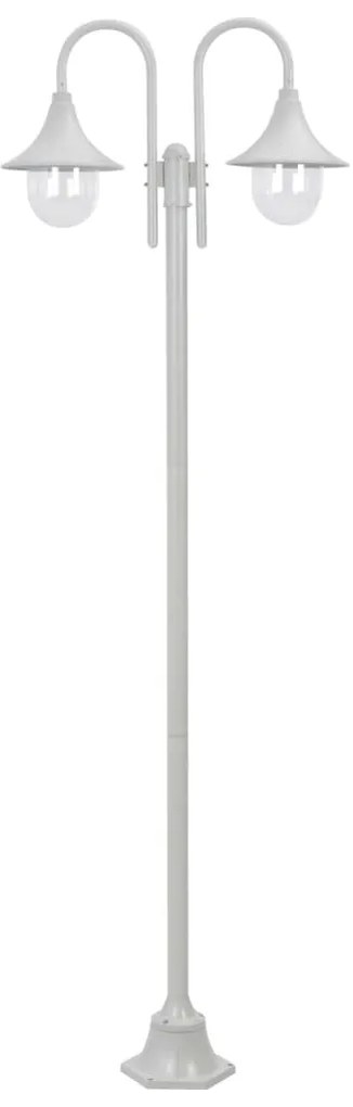 fehér 2-égős alumínium kerti állólámpa, E27, 220 cm