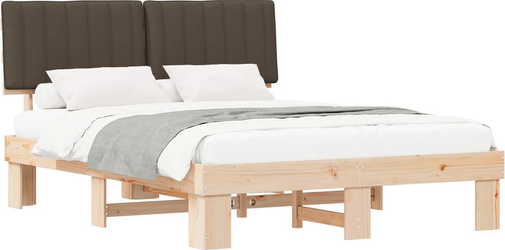 vidaXL Ágykeret Kárpitozott Fejtámlával Tópszínű 160 x 200 cm