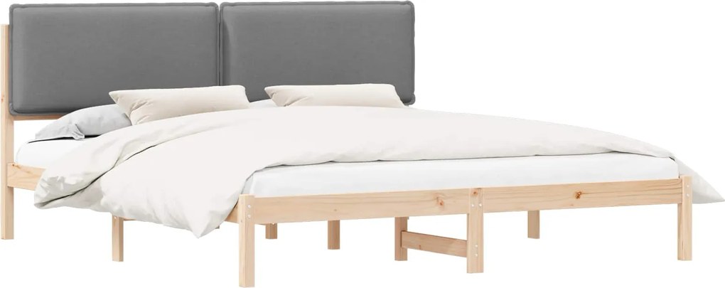 vidaXL Ágykeret Kárpitozott Fejtámlával Világosszürke 200 x 200 cm