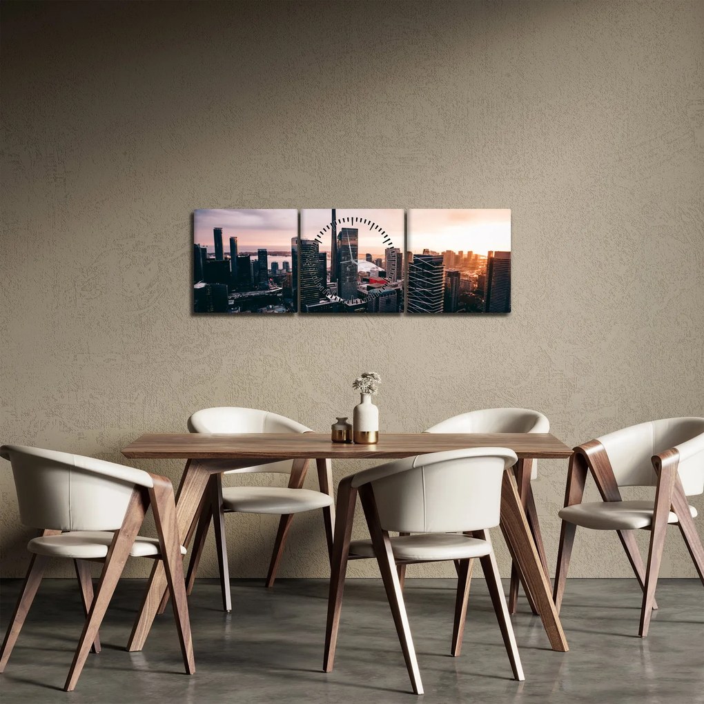 Kép - kilátás a városi központra (órával) (90x30 cm)
