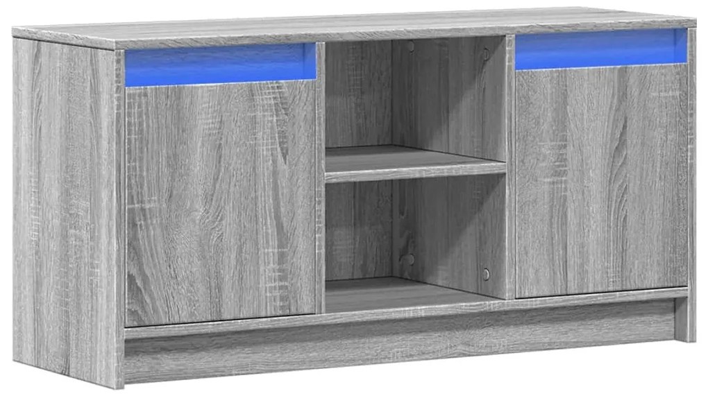 szürke sonoma színű szerelt fa LED-es TV-szekrény 100x34x50 cm