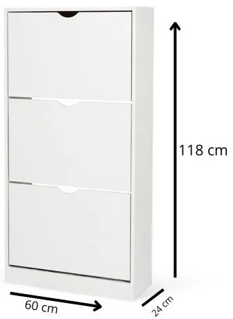 Pramino 3 Lenyíló Ajtós Cipősszekrény Fehér N