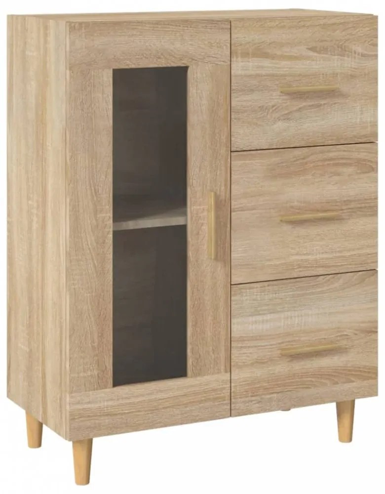 Sonoma tölgy színű szerelt fa tálalószekrény 69,5 x 34 x 90 cm