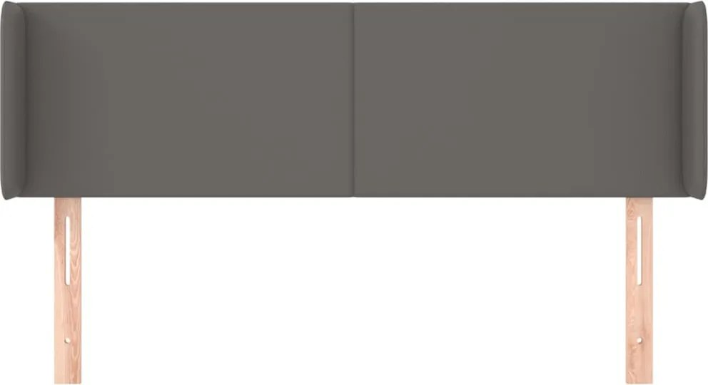 szürke műbőr szárnyas fejtámla szárnyakkal 147x16x78/88 cm