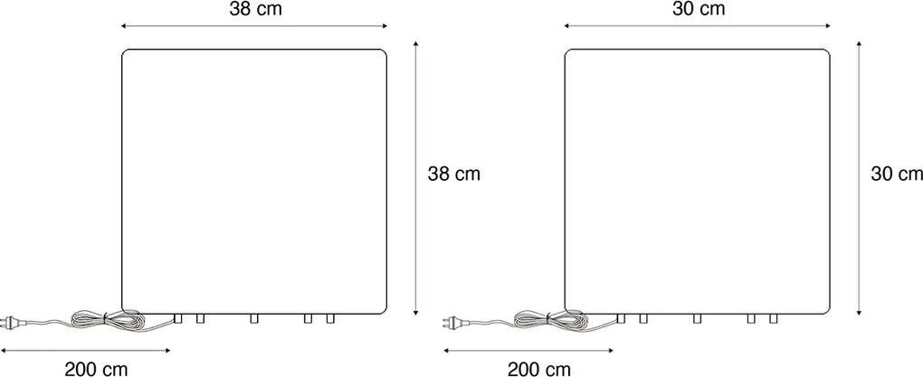 2 db-os kültéri állólámpa szett fehér 30 és 38 cm négyzet alakú IP44 - Nura