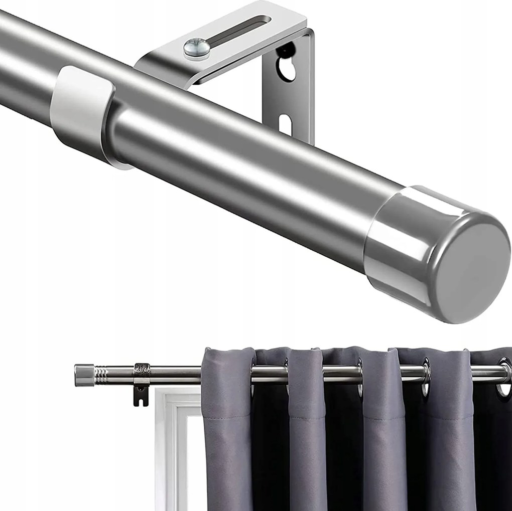 Állítható függönykarnis 76-198 cm rozsdamentes acél ezüst konyhai és hálószobai