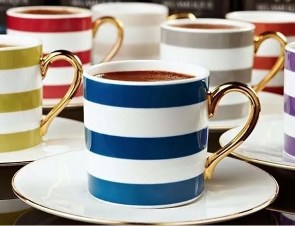 Turecký kávový set 4 šálků s podšálky, Bospor - Selamlique