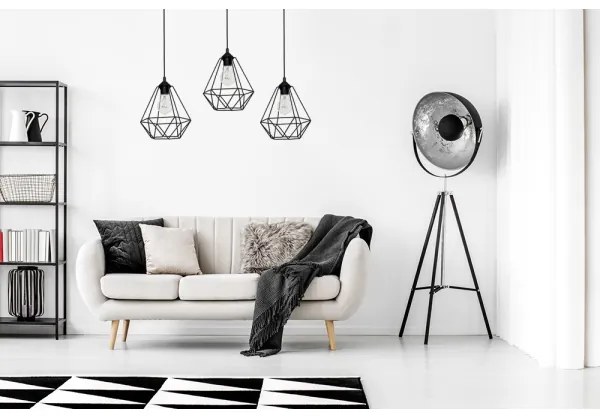 Függeszték BASKET 3xE27/60W/230V fekete