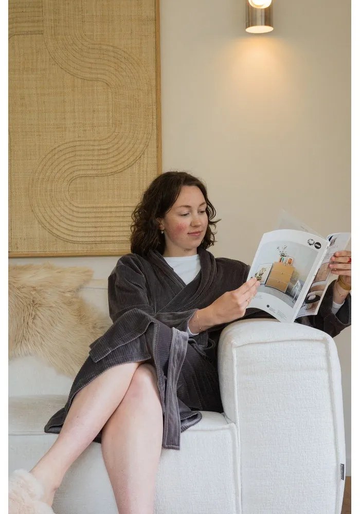 Szürke mikroplüss fürdőköpeny S/M Elena – Tiseco Home Studio