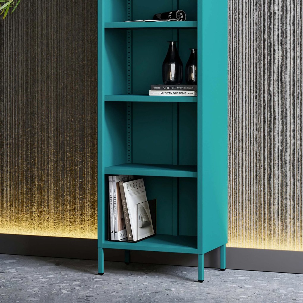 Könyvespolc MARIO, 500 x 1800 x 350 mm, Modern: tengerszínű