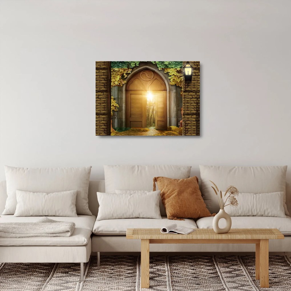Üveg kép - A kapu az erdőben (70x50 cm)