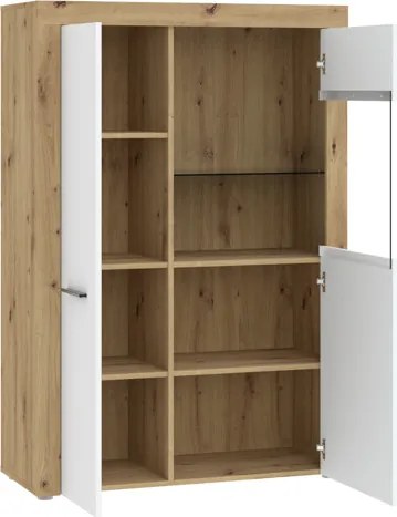 GAMA 2 ajtós vitrines szekrény | Artisan tölgy + Fehér
