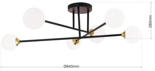 Orion DL 7-786/6 - Felületre szerelhető csillár SNOWWHITE 6xG9/20W/230V átm. 84 cm fekete/arany