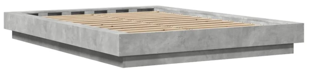 betonszürke szerelt fa ágykeret LED-del 120 x 200 cm