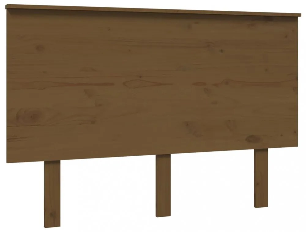 mézbarna tömör fenyőfa ágyfejtámla 124x6x82,5 cm