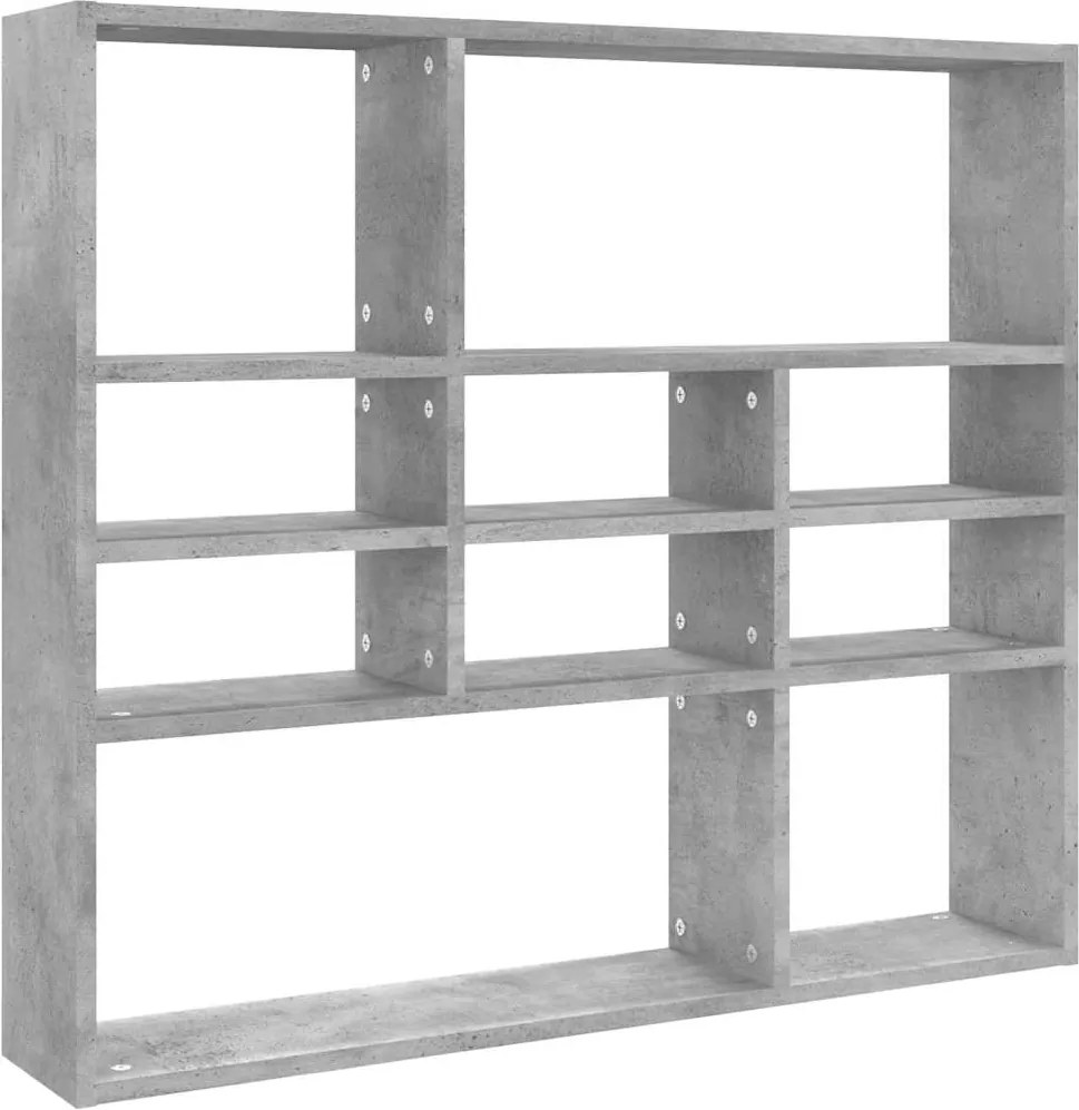 vidaXL betonszürke szerelt fa fali polc 90 x 16 x 78 cm