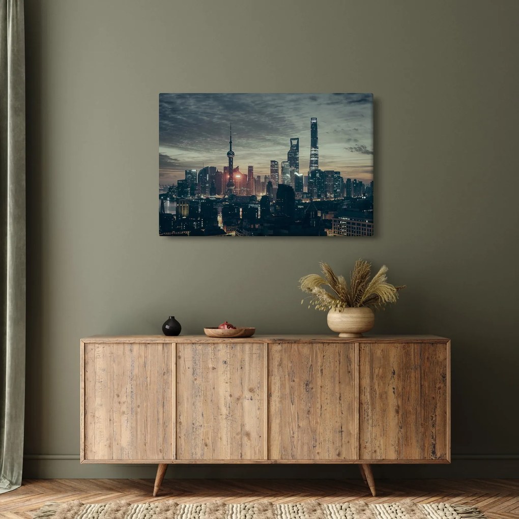 Város képe alkonyatkor (90x60 cm)