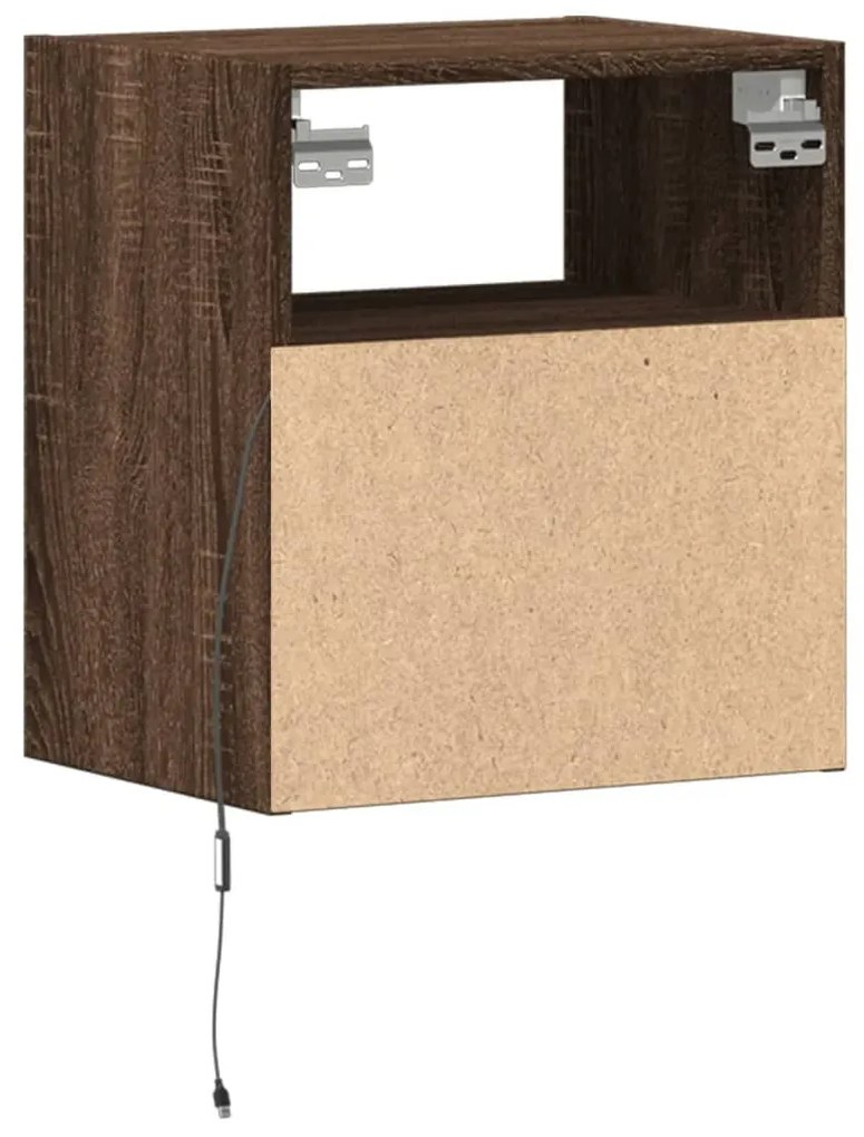 barna tölgyszínű fali TV-szekrény LED-del 41 x 31 x 45 cm