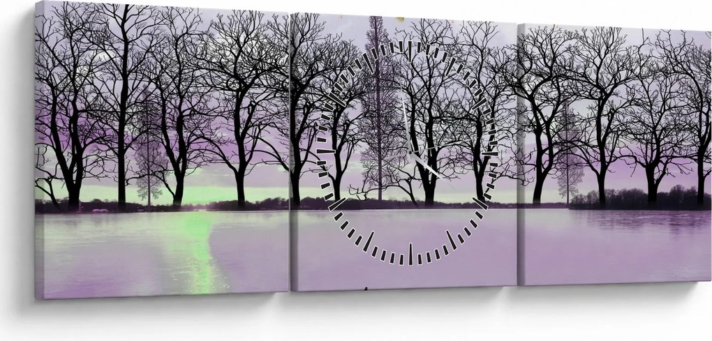 Kép - Bárkák a tavon (órával) (90x30 cm)