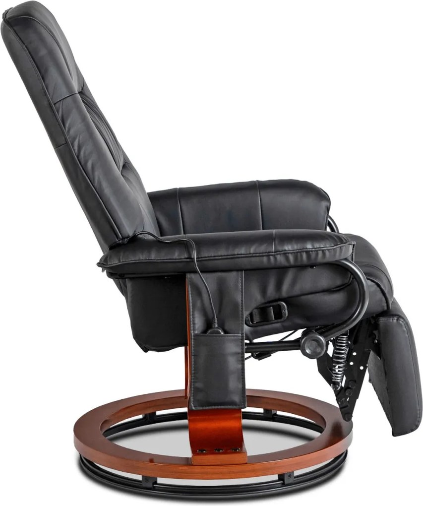 Forgó masszázsfotel fűtéssel fekete műbőr – WEST