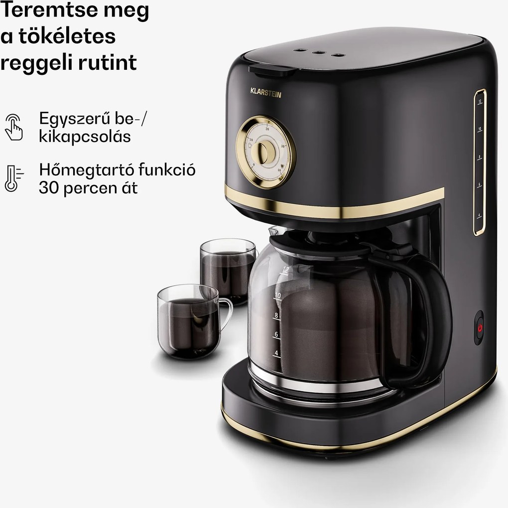 Klarstein Victoria szűrőkávéfőző | 1,5 liter | Melegen tartó funkció | 12 csésze