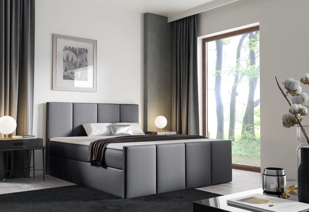 LAROS kárpitozott boxspring ágy + topper, 120x200, madryt 920