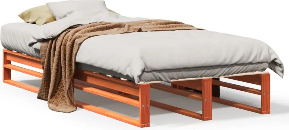 vidaXL viaszbarna tömör fenyőfa ágy matrac nélkül 90 x 200 cm