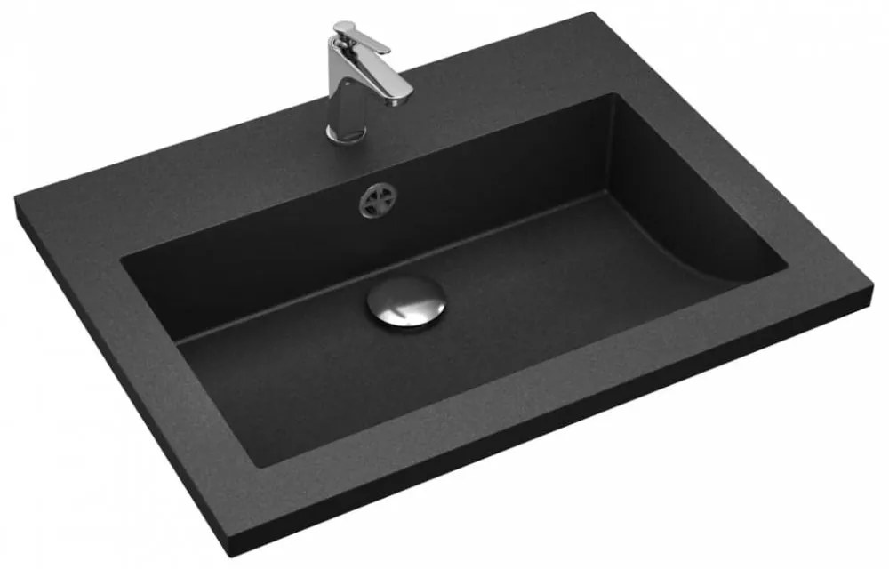 Fekete gránit mosdókagyló 600 x 450 x 120 mm