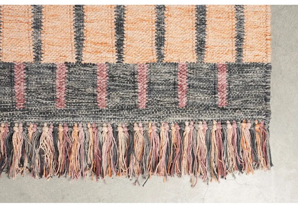 Rózsaszín-barackszínű pamut szőnyeg 160x230 cm Hampton – Dutchbone