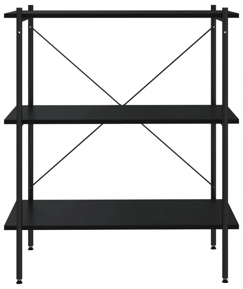 fekete 3 szintes polcrendszer 80x40x92 cm