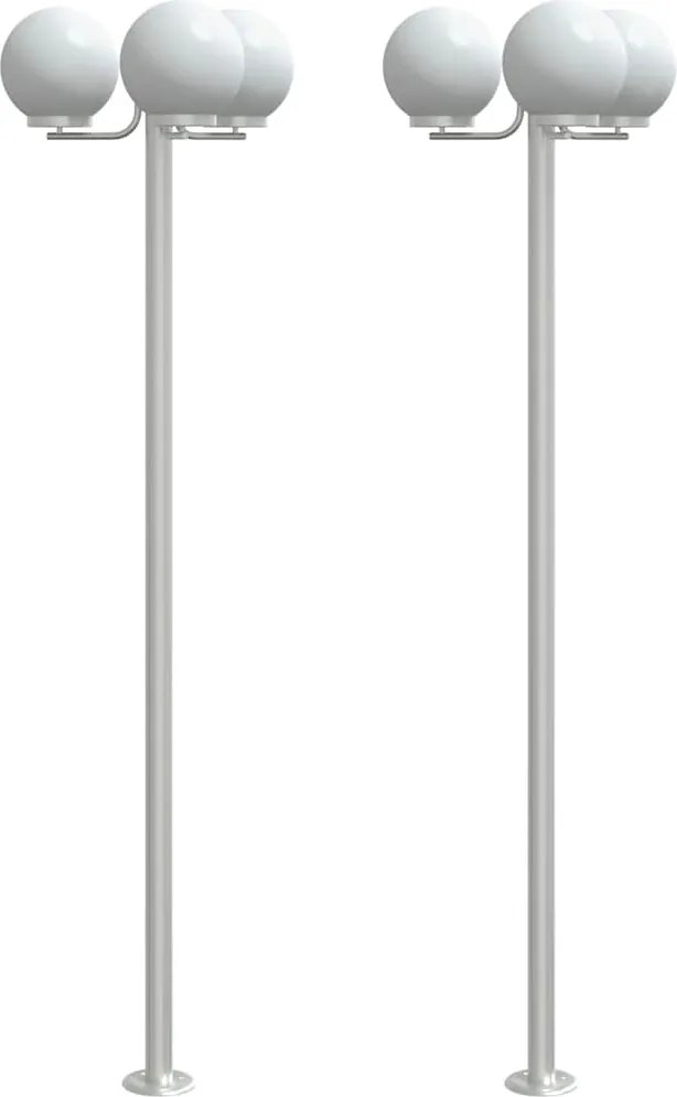 vidaXL 2 db ezüstszínű rozsdamentes acél kültéri állólámpa 215 cm