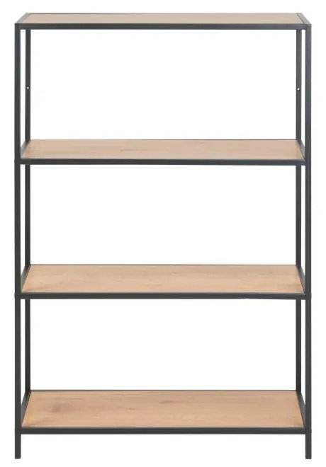 Fekete-natúr színű könyvespolc tölgyfa dekorral 77x114 cm Seaford – Actona