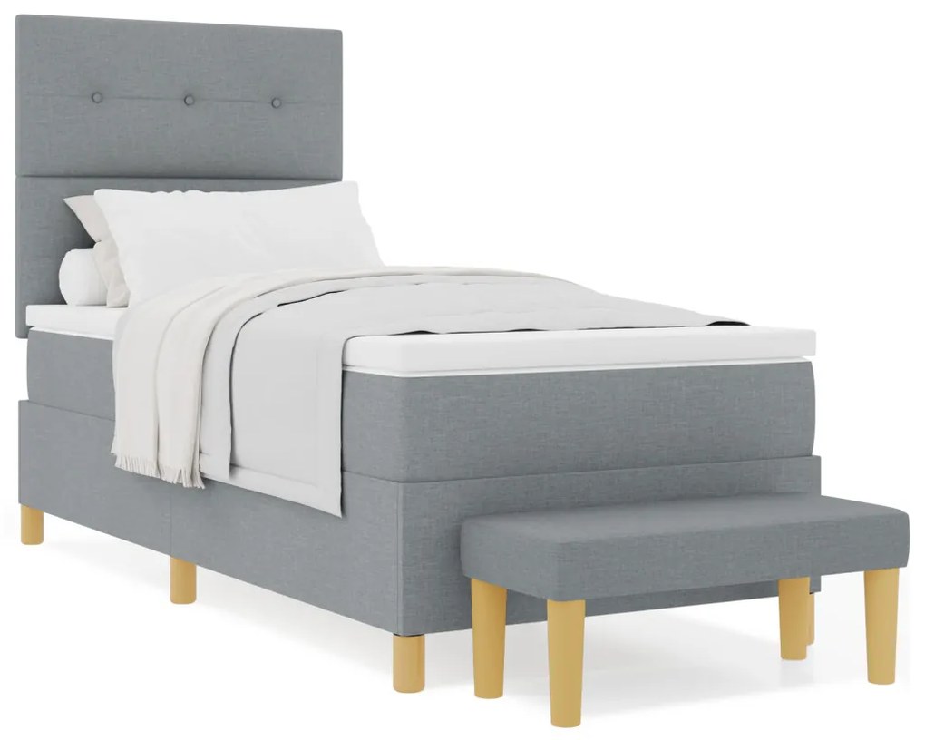 Boxspring Ágy Matrac és Pad Világosszürke 100x200 cm Szövet