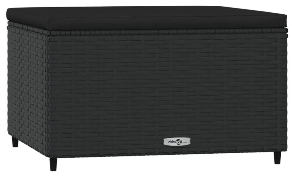 vidaXL 2 db fekete polyrattan kerti lábtartó párnákkal