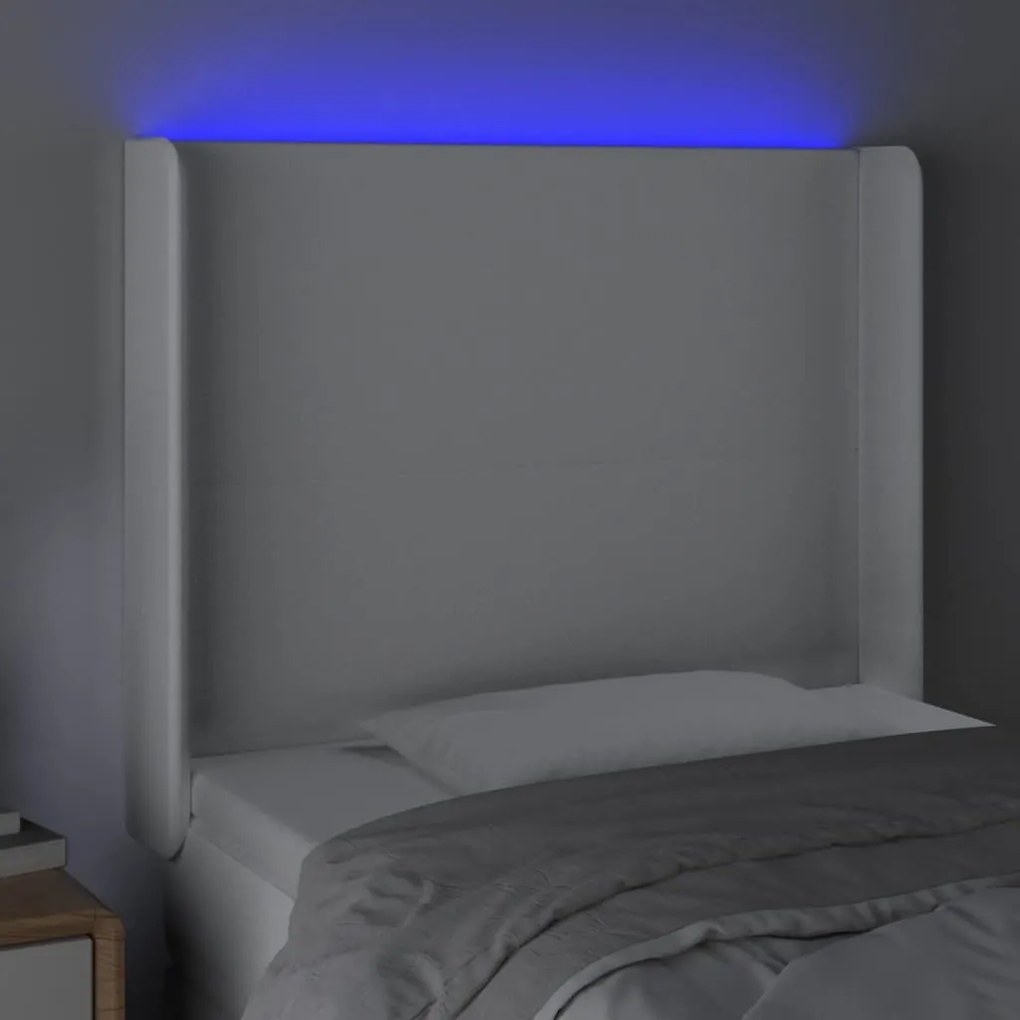 fehér műbőr LED-es fejtámla 83x16x118/128 cm