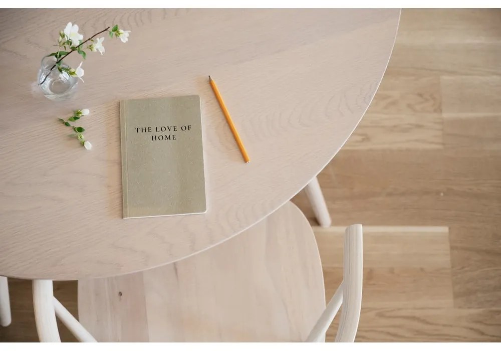 Kerek étkezőasztal tölgyfa dekoros asztallappal 115x115 cm Yumi - Rowico