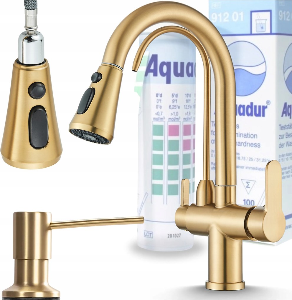 Konyhai csaptelep Arany kihúzható forgatható kifolyócső Konyhai csaptelep mosogató szett