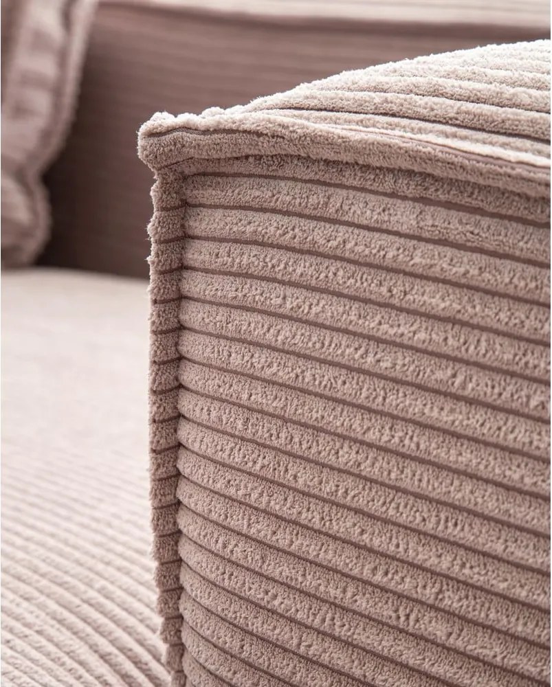 Világos rózsaszín kordbársony sarokkanapé (bal oldali) Blok – Kave Home