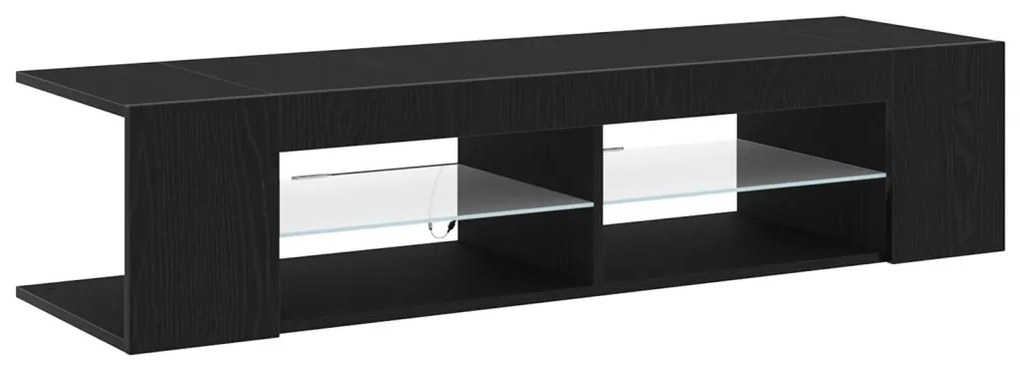 TV Szekrény LED Fénnyel Fekete Tölgy 135x39x30cm Összeszerelve